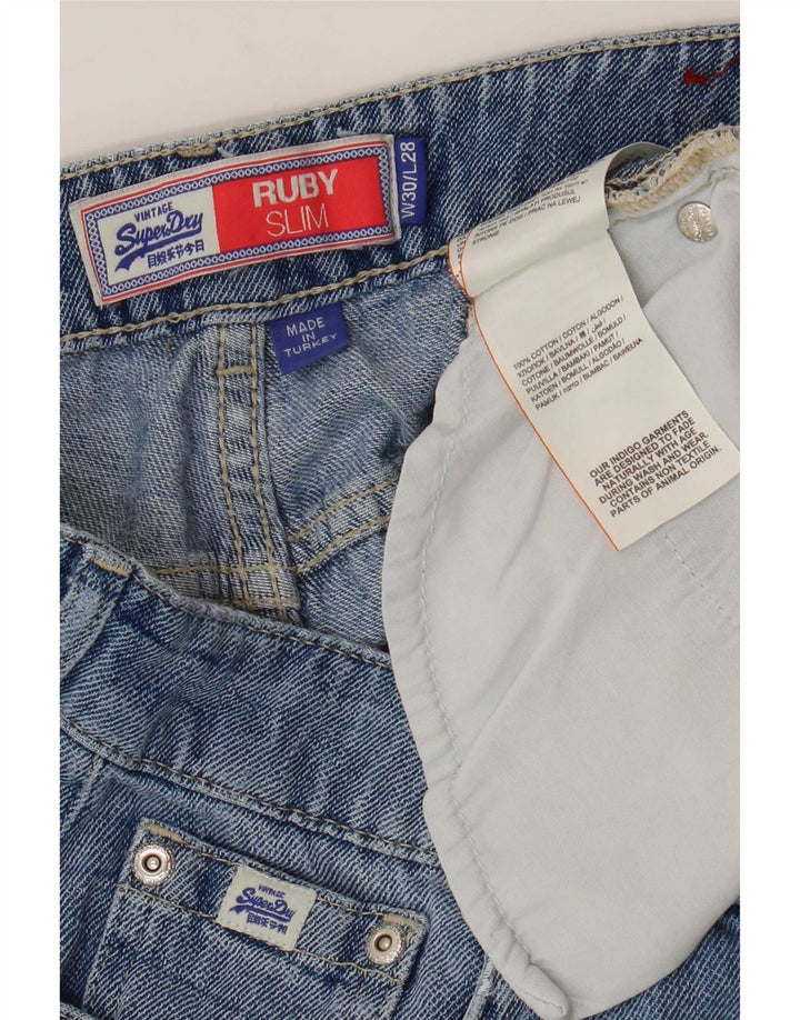 Blugi subțiri cu talie înaltă Ruby Superdry pentru femei L30 L24, bumbac albastru