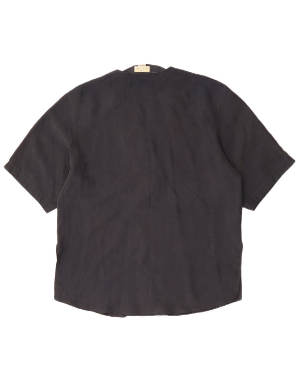 Bluză cămașă cu mânecă scurtă pentru femei BLUE CLUB IT 42 Mătase medie neagră