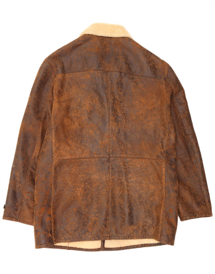 Jachetă din shearling pentru bărbați Marlboro Classics UK 42 XL piele de oaie maro