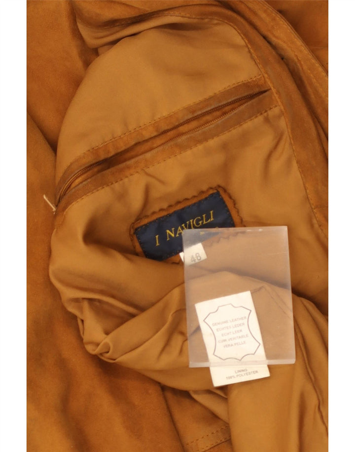 I NAVIGLI Bomber de piele intoarsa pentru barbati IT 48 Medium Brown Leather