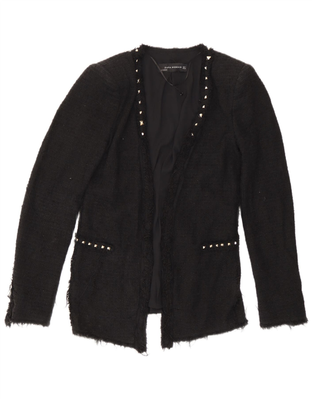 Jachetă Blazer pentru femei Zara UK 12, bumbac mediu negru