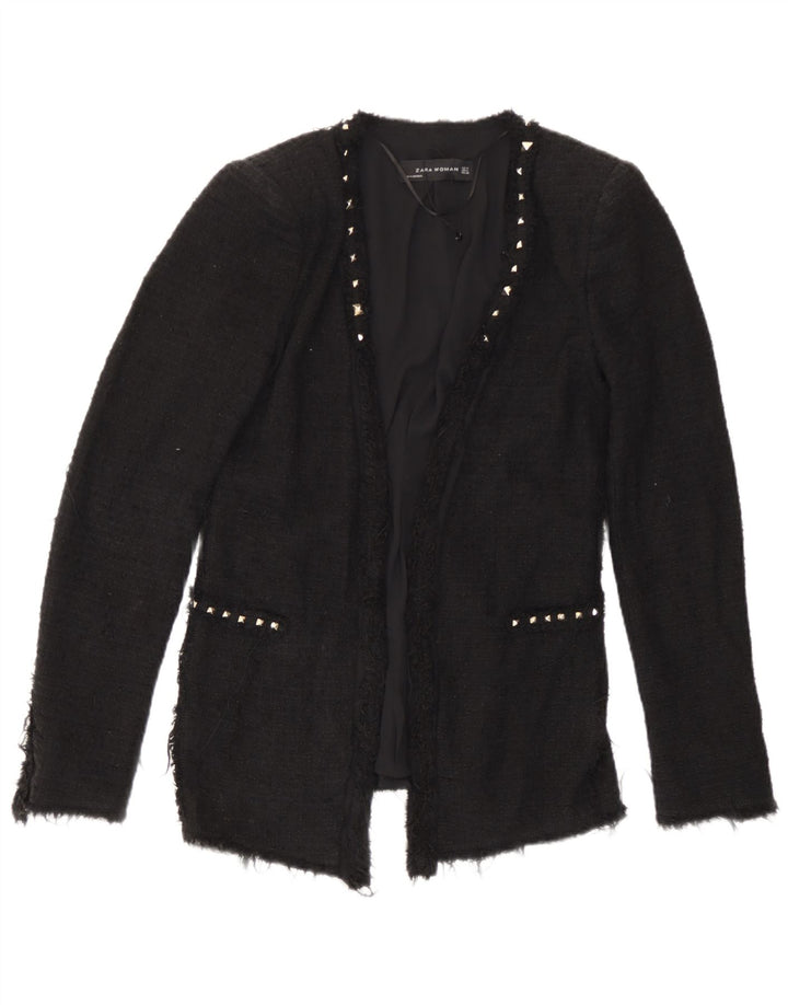 Jachetă Blazer pentru femei Zara UK 12, bumbac mediu negru