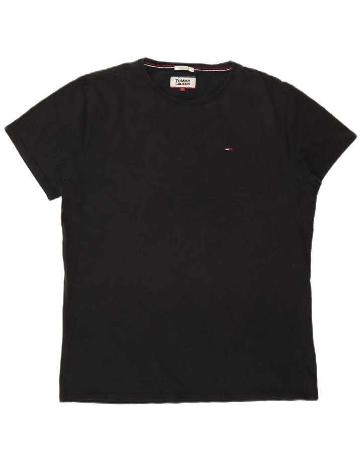 Tricou TOMMY HILFIGER pentru bărbați, cu croiala obișnuită, top mediu din bumbac negru