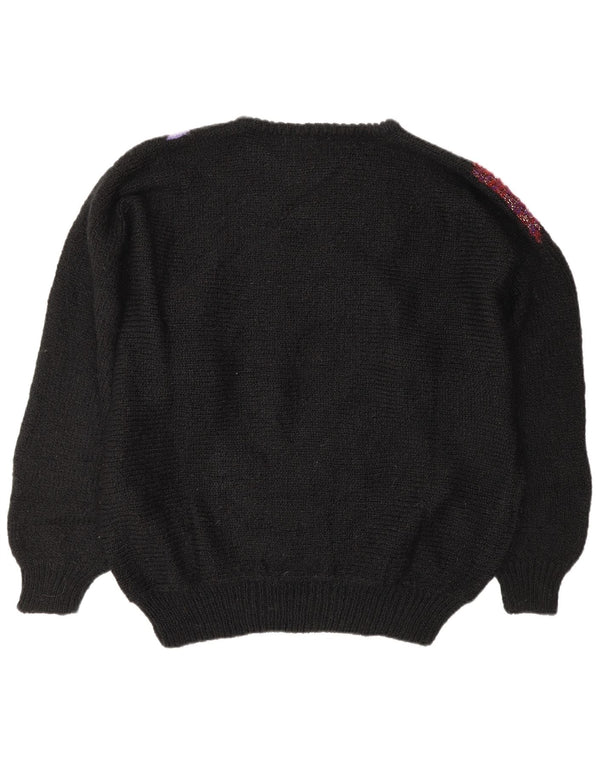 C&A Pulover cu decolteu rotund cu grafic pentru femei UK 18 XL Negru acrilic