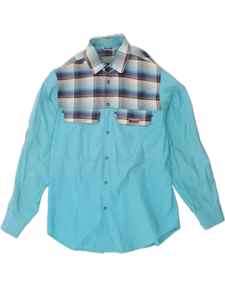 BAILO Mens Shirt IT 46 Small Blue Check Cotton Vintage Bailo and Second-Hand Bailo from Messina Hembry 