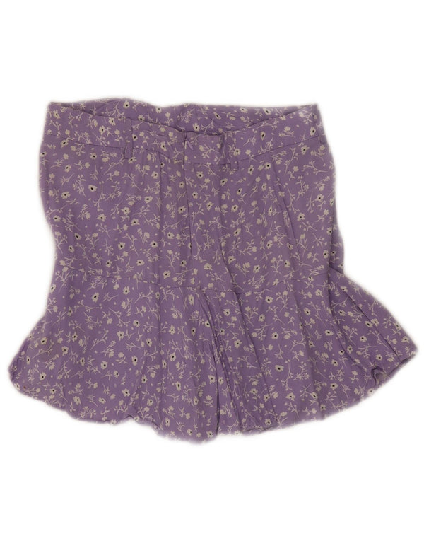 Fusta mini pentru femei Zara Medium W28 Viscoză Florală Mov