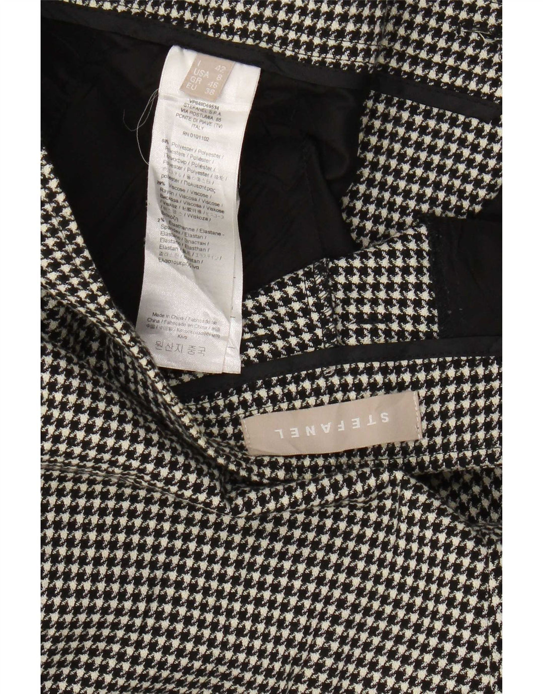 Stefanel Pantaloni Cropped Femei IT 42 Medium W32 L24 Black Houndstooth