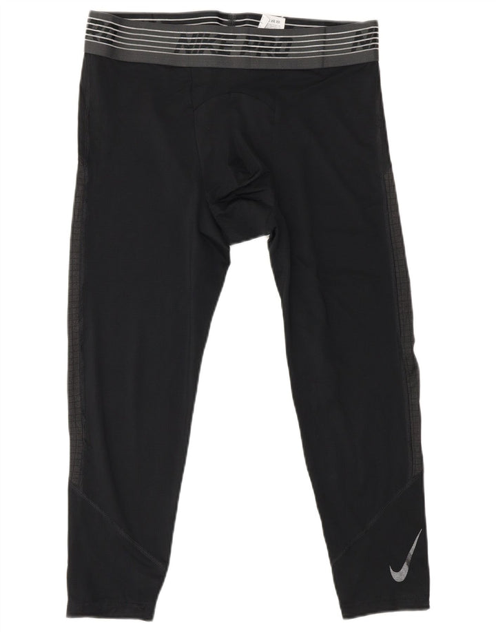 NIKE Mens Dri Fit Graphic Capri Leggings Large  Black Polyester