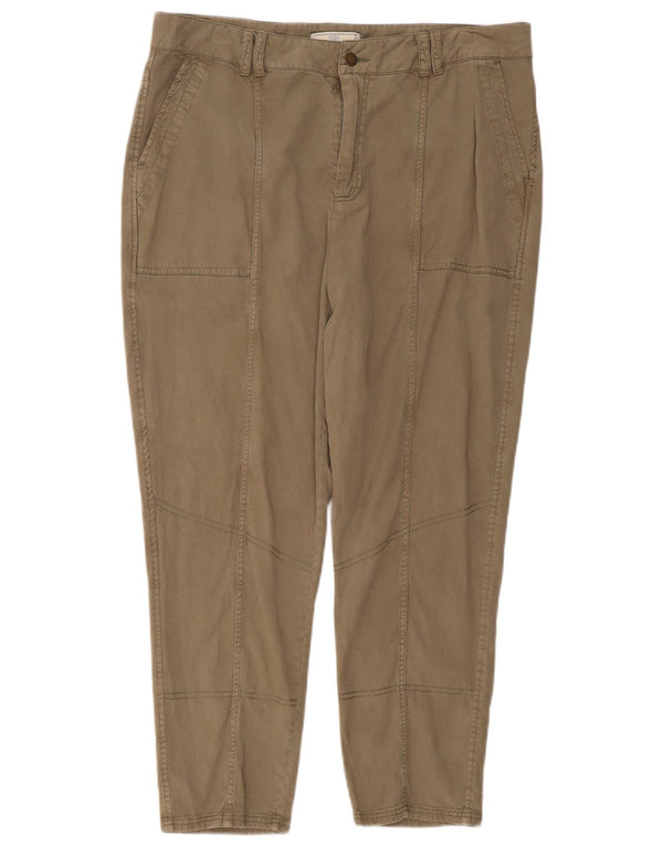 Fat Face Pantaloni tăiați pentru femei cu talie înaltă UK 16 Large W36 L26 Khaki