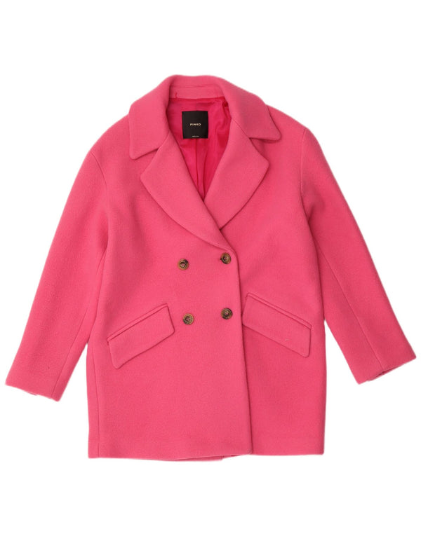 Palton supradimensionat pentru femei Pinko, cu două piept, UK 6 XS, lână roz