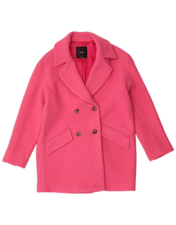Palton supradimensionat pentru femei Pinko, cu două piept, UK 6 XS, lână roz