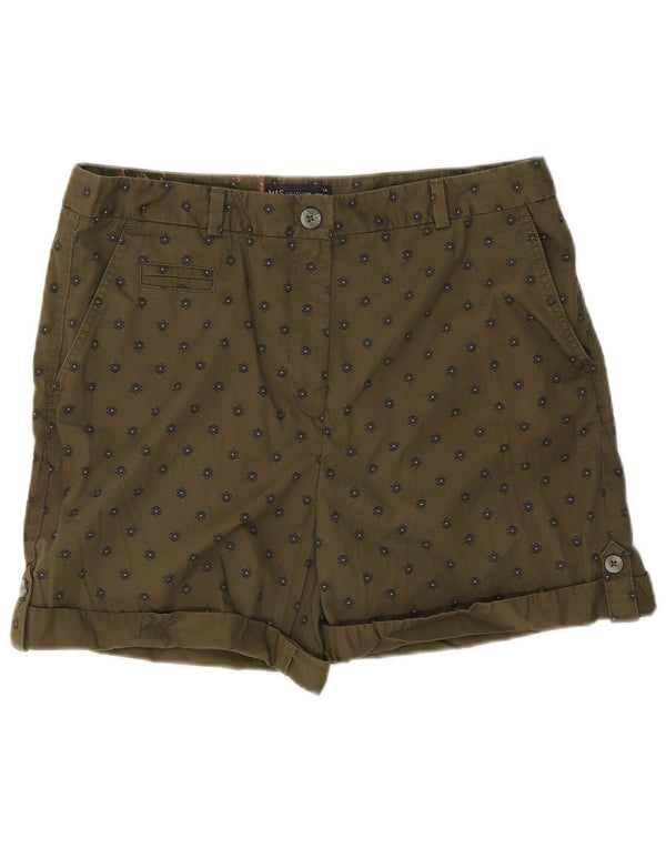 Pantaloni scurti chino pentru femei Marks & Spencer UK 14 Large W34 Khaki Floral Bumbac