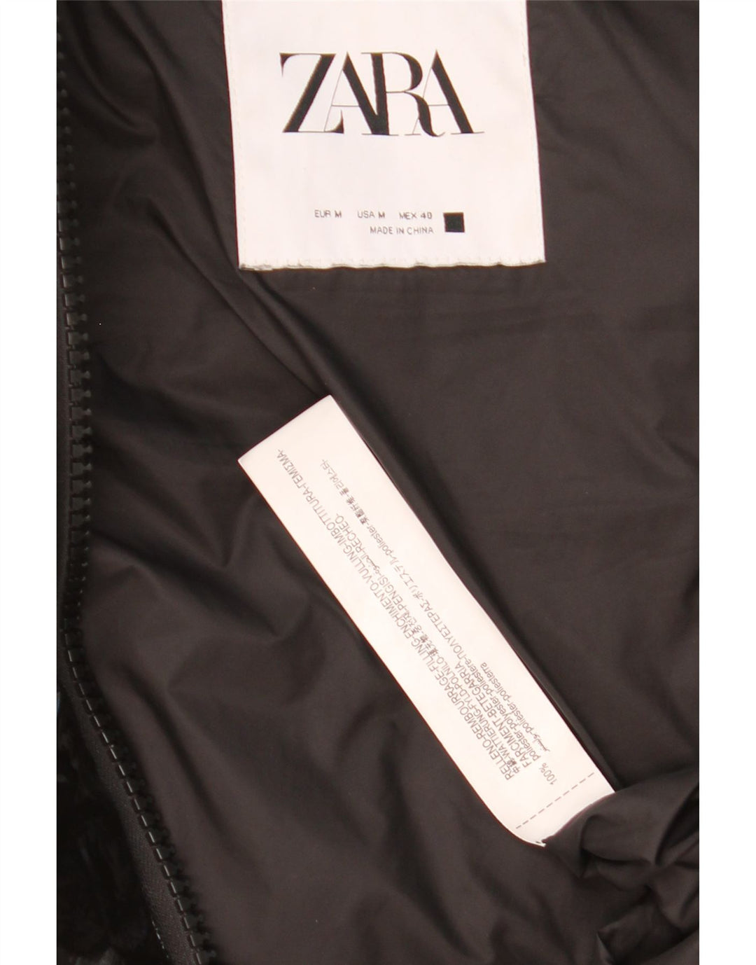 Gilet căptușit cu glugă pentru bărbați ZARA UK 38 Poliester mediu negru