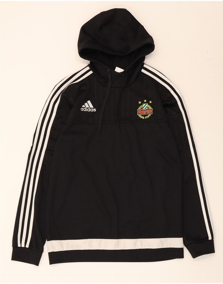 Pulover cu glugă grafic pentru bărbați Adidas, mediu negru, poliester bloc de culoare