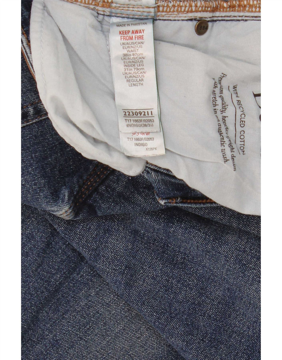 Blugi drepti pentru bărbați Marks & Spencer SW38 L31 Bumbac albastru