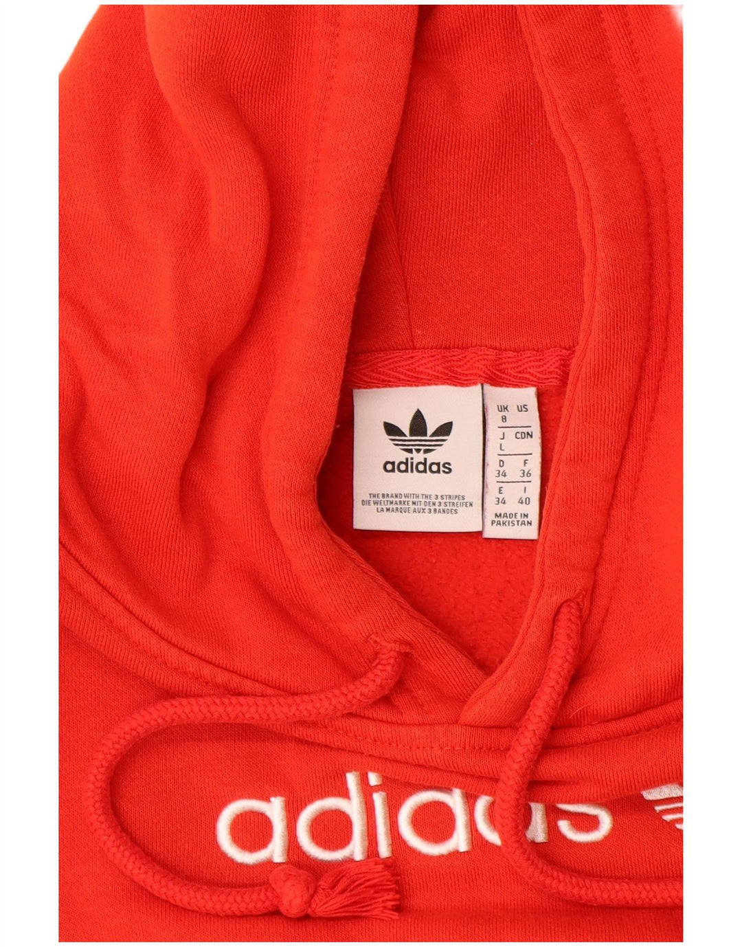 ADIDAS Pulover supradimensionat cu glugă cu grafic pentru femei UK 8 Bumbac roșu mic