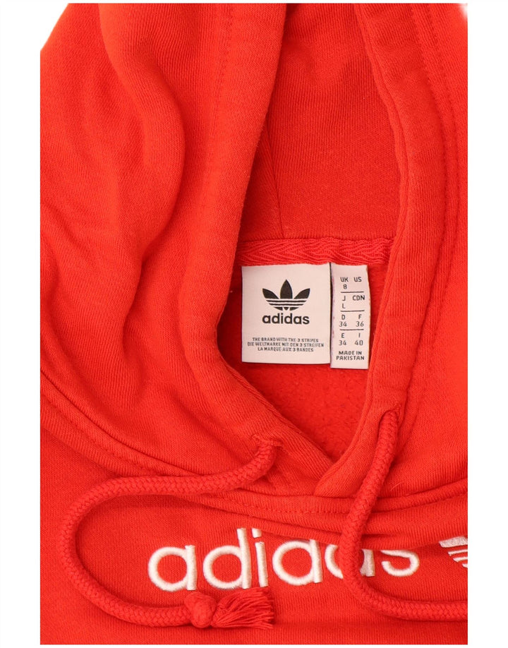 ADIDAS Pulover supradimensionat cu glugă cu grafic pentru femei UK 8 Bumbac roșu mic