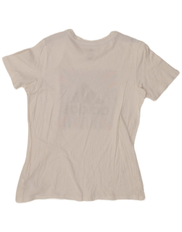Tricou grafic ADIDAS pentru femei, cu croiala normală, top US 14/16, mare, alb, bumbac