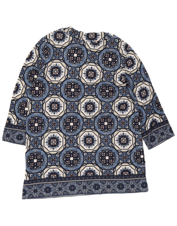 Top cu tunică cu mâneci 3/4 pentru femei Marks & Spencer UK 12 Medium Blue Geometric