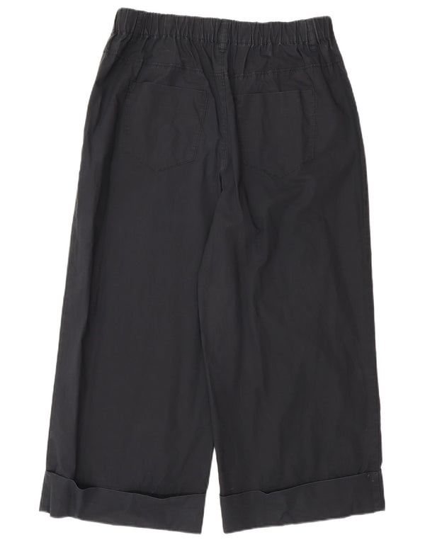 Pantaloni tăiați pentru femei Benetton cu picioare largi UK 10 Small W30 L23 Bumbac negru