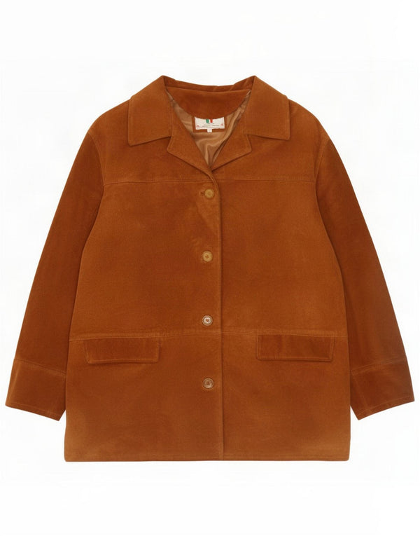 Lavorazione Artigiana Jachetă de piele supradimensionată pentru femei UK 16 Large Brown