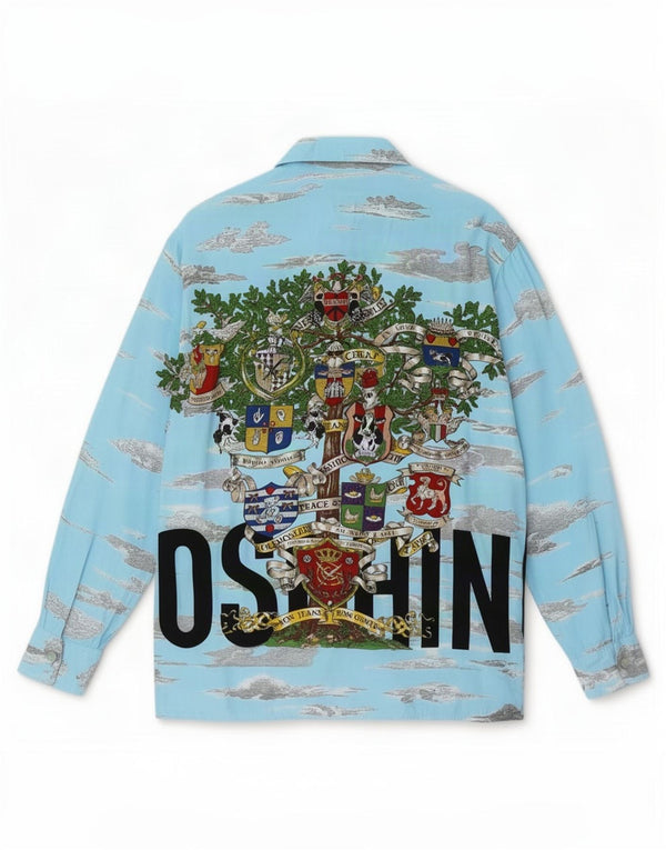 Cămașă grafică supradimensionată pentru femei Moschino UK 10 Designer mic albastru de viscoză
