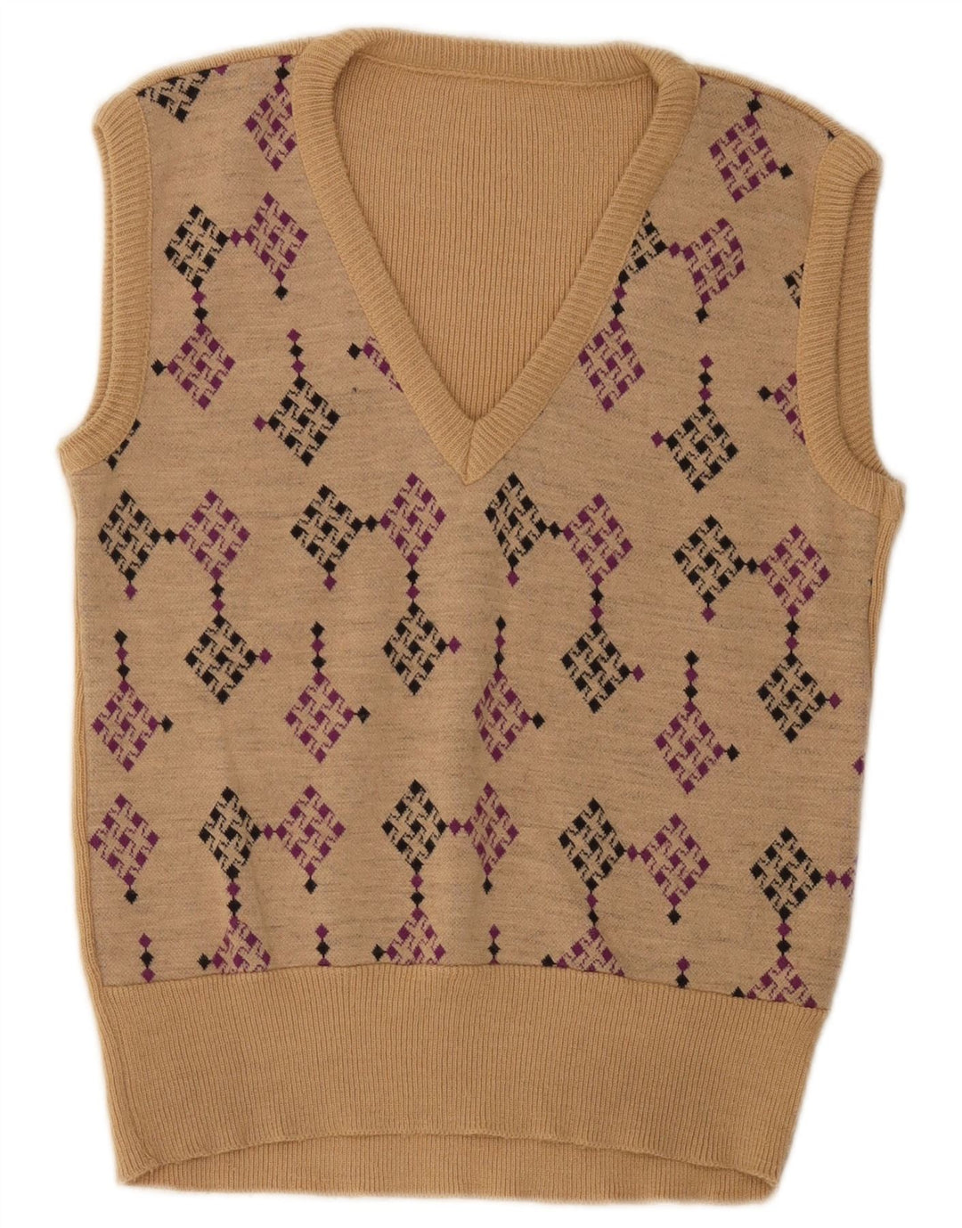 Vestă Vintage bărbați Tank Top Mic Bej Geometric