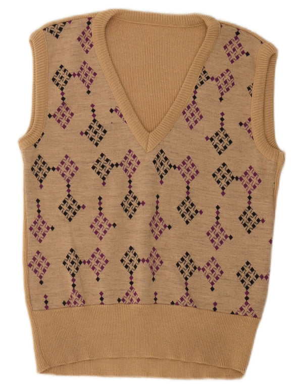 Vestă Vintage bărbați Tank Top Mic Bej Geometric