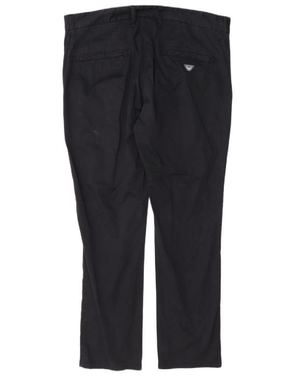 Armani Mens Straight Chino Trousers EU 52 XL W38 L29 Navy Blue Cotton