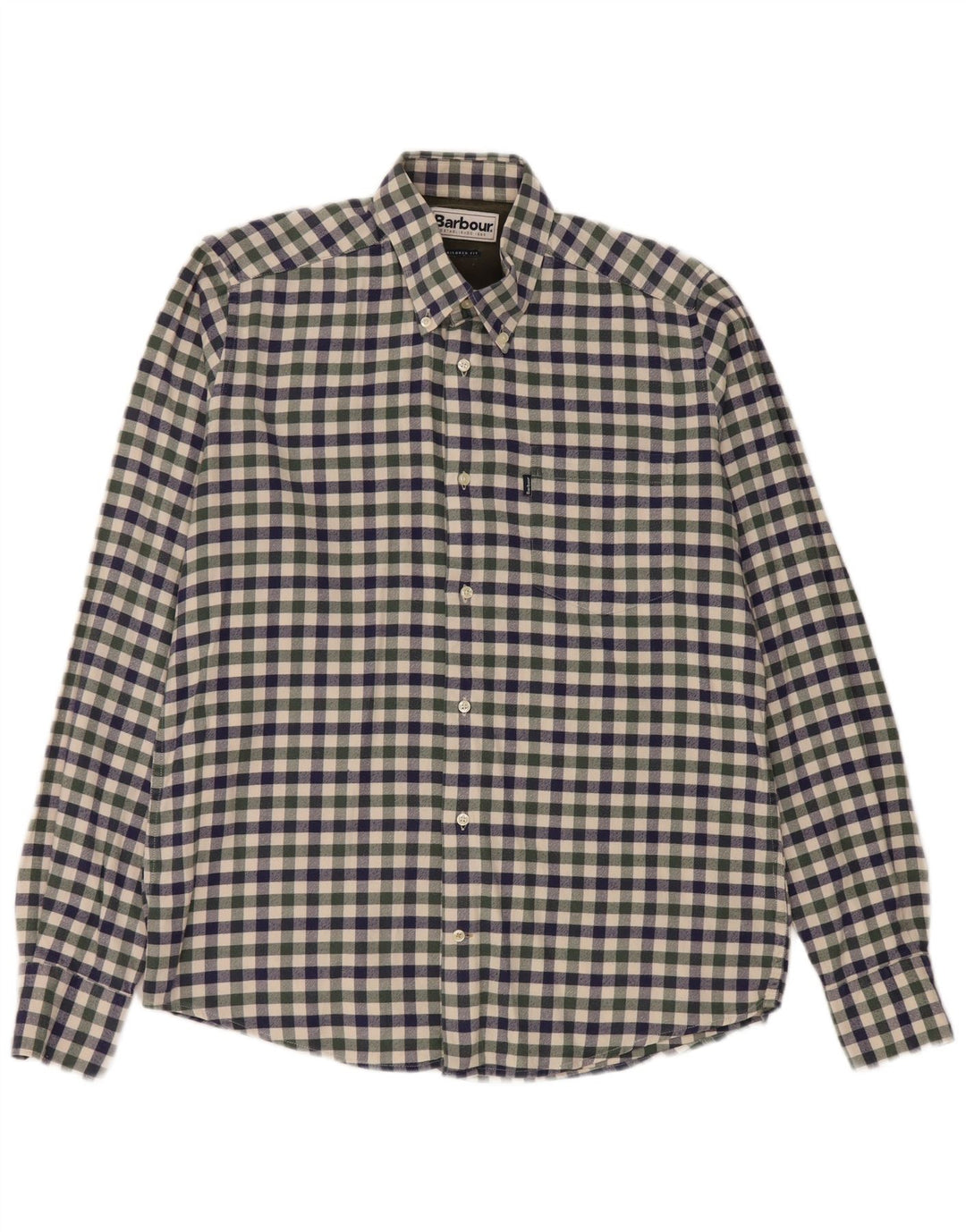 Cămașă de flanel pentru bărbați Barbour, cu croială, din bumbac vichy albastru mediu
