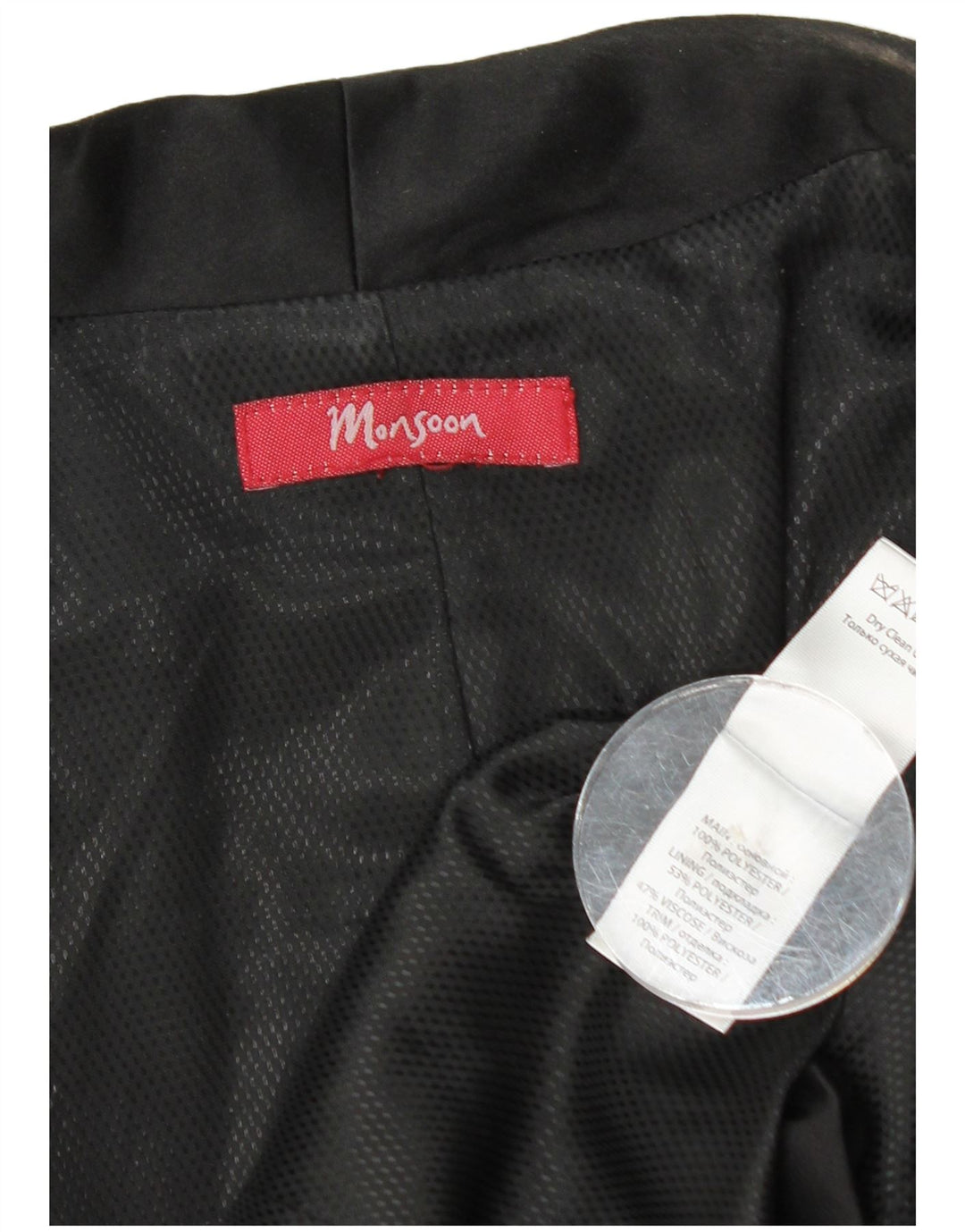 MONSOON Jachetă pentru femei Crop Open Blazer UK 10 Poliester negru mic