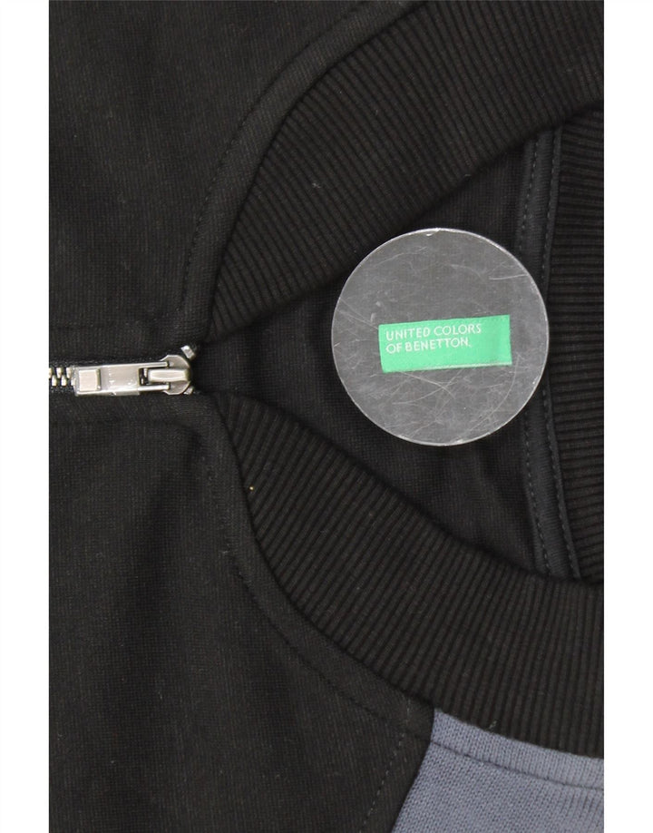 BENETTON Jachetă de trening crop pentru femei UK 16, mare, negru, color block