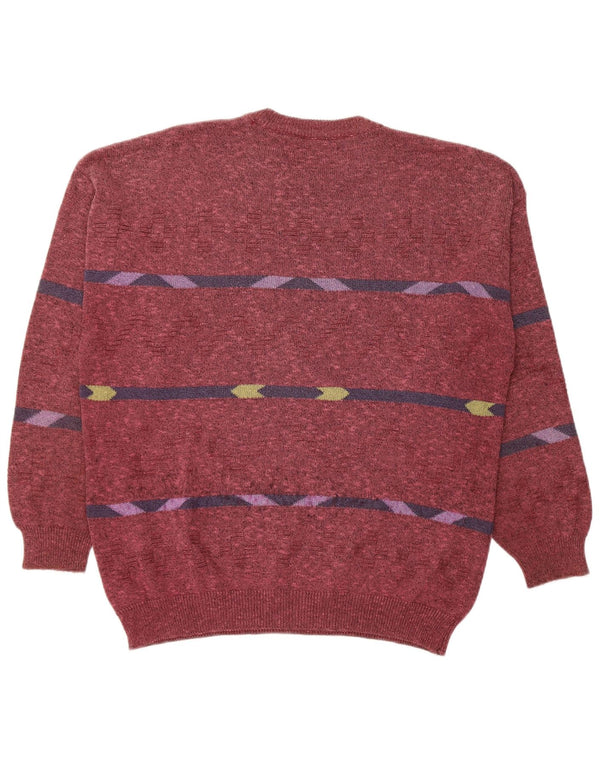 ALLORA Pulover pentru bărbați cu decolteu rotund IT 56 2XL Bumbac geometric burgundă