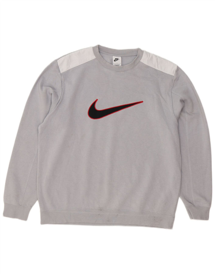 Hanorac grafic pentru bărbați Nike Pulover mare, gri, poliester color bloc