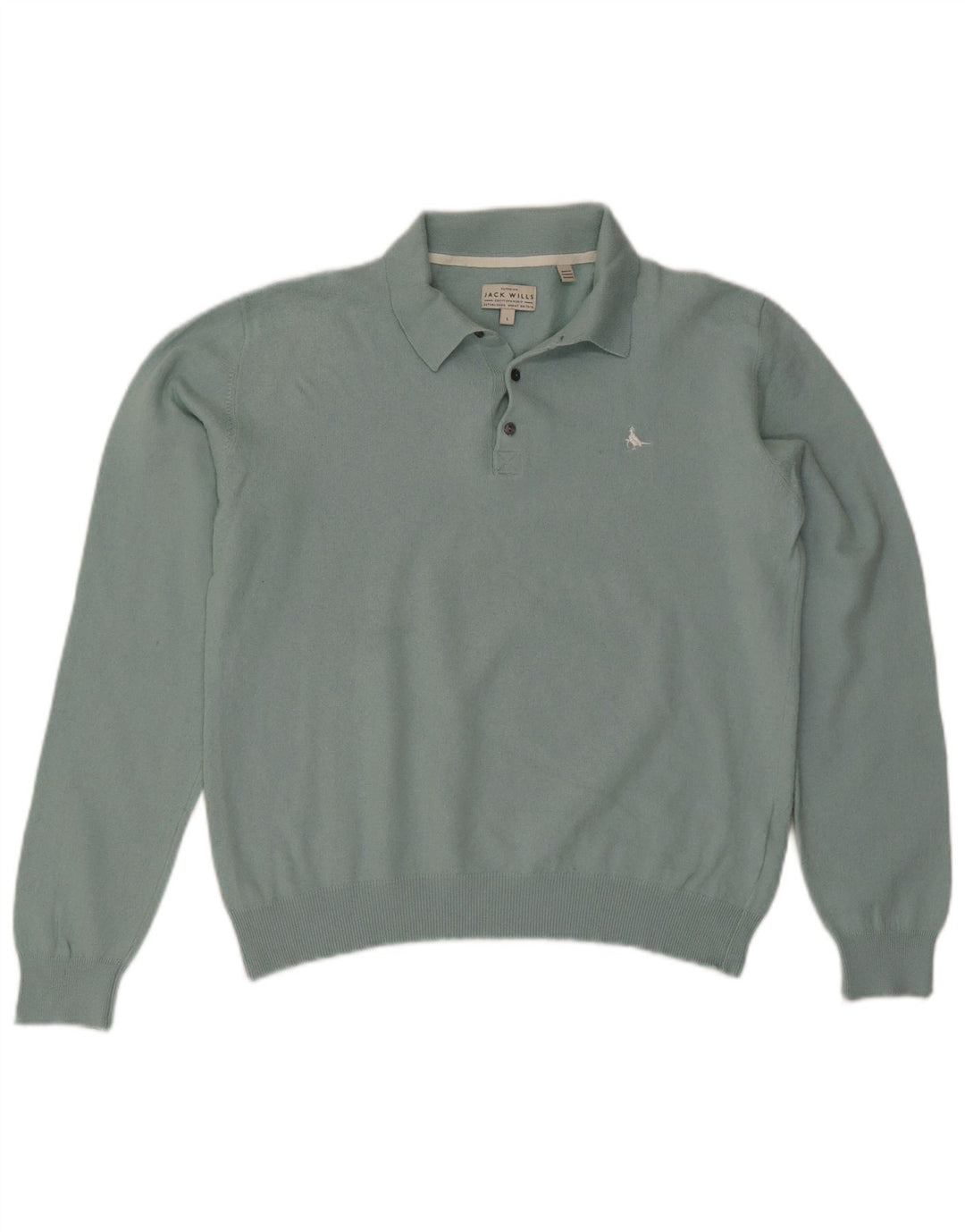 JACK WILLS Pulover cu gât polo pentru bărbați, bumbac mare, albastru