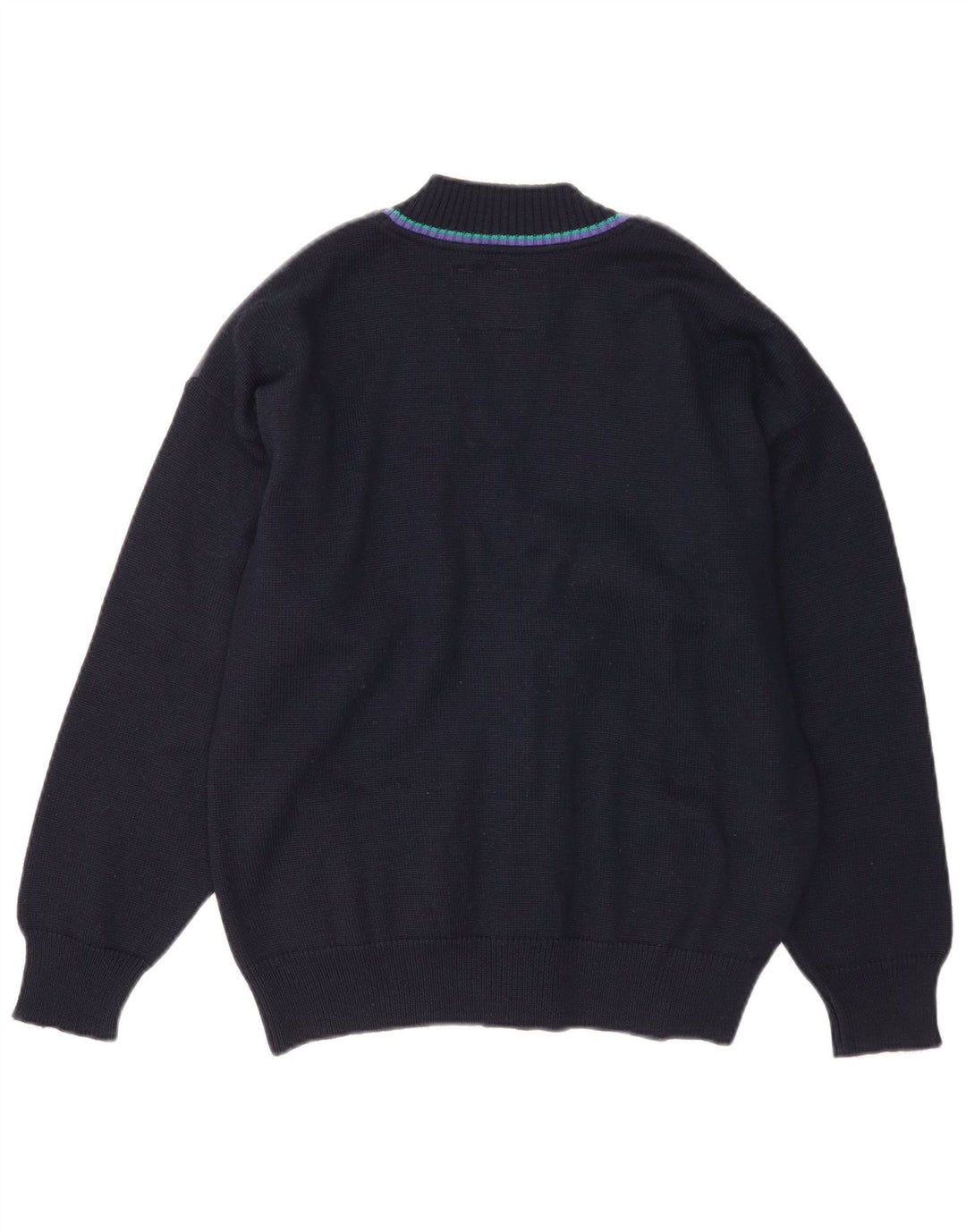 Pulover cardigan pentru bărbați Il Granchio, lână colorbloc, albastru bleumarin mediu