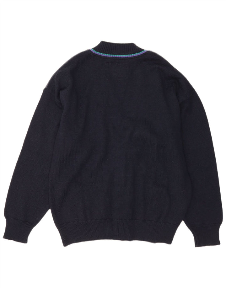 Pulover cardigan pentru bărbați Il Granchio, lână colorbloc, albastru bleumarin mediu