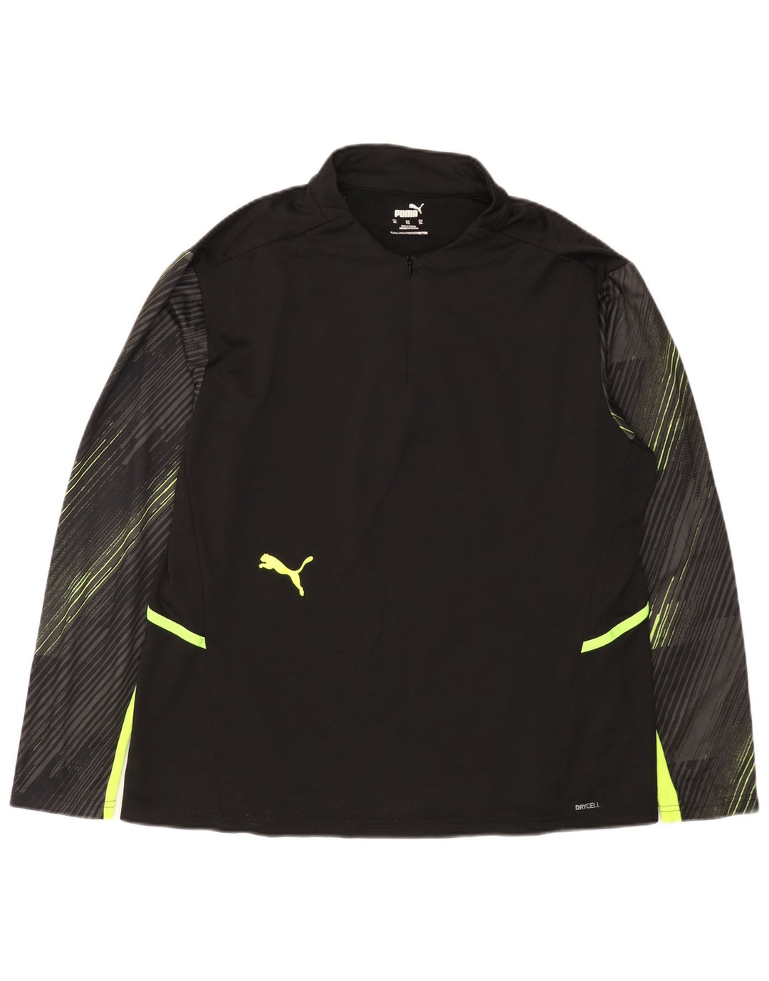 Top de trening PUMA pentru femei, cu fermoar și gât, cu dungi negru, UK 18 XL