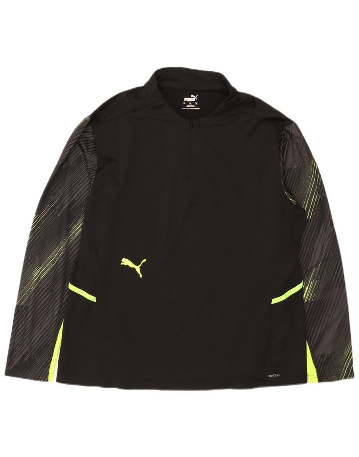 Top de trening PUMA pentru femei, cu fermoar și gât, cu dungi negru, UK 18 XL