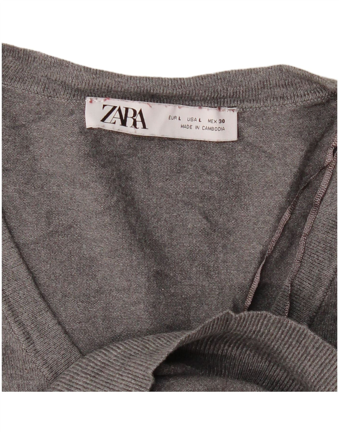 Pulover pentru femei cu decolteu în V Zara UK 16 mare gri