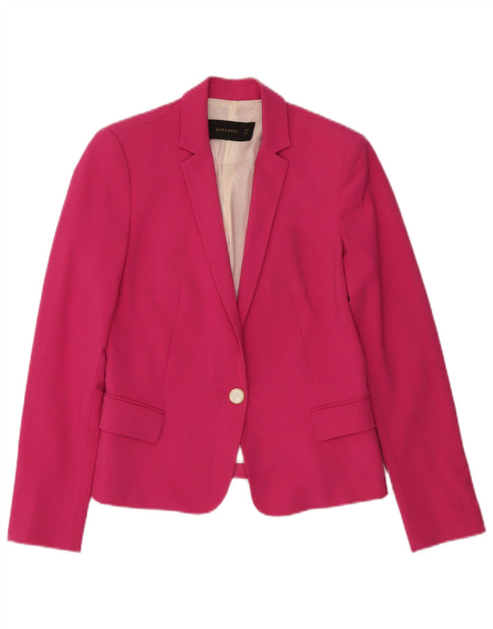 Blazer pentru femei Zara cu 1 nasture, UK 10, poliester roz mic