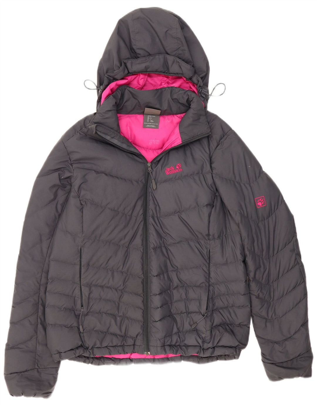 Jack Wolfskin Jachetă căptușită cu glugă standard pentru femei UK 16, mare, gri