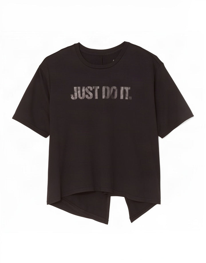 Tricou grafic supradimensionat pentru femei Nike Dri Fit Top UK 10 Small Black