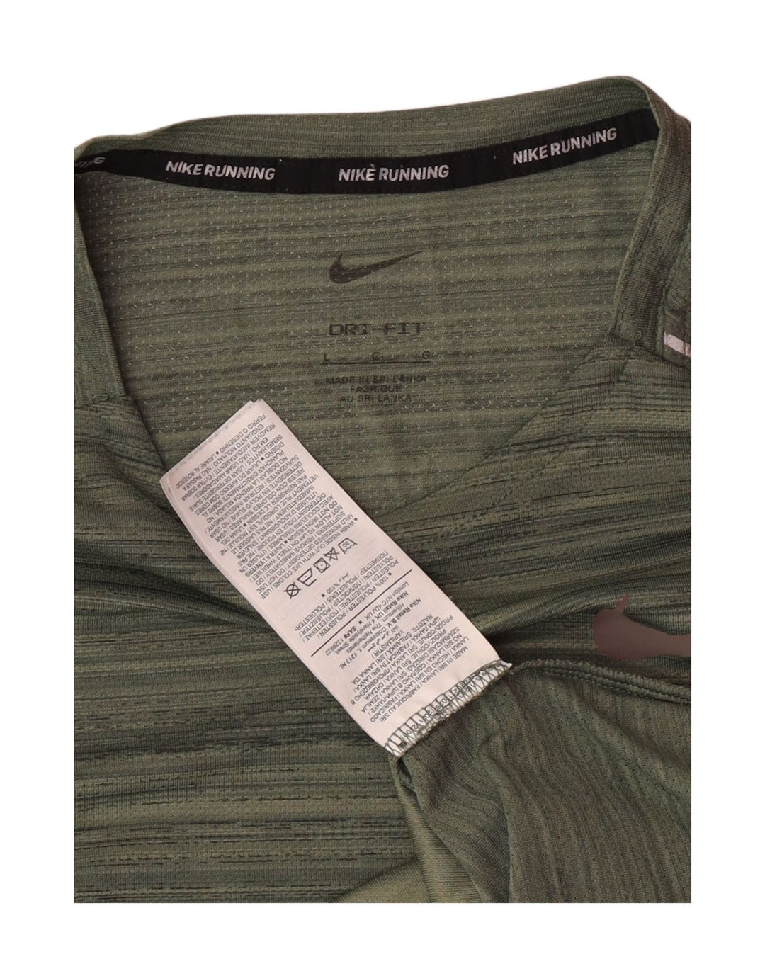 Tricou Nike Dri Fit pentru bărbați, poliester cu dungi verzi mari