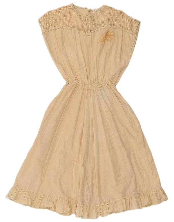 Rochie A-Line Fără Mâneci Vintage pentru Femei IT 44 Bumbac Medium Bej