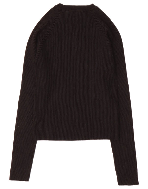 Crop Top pentru femei Zara cu mânecă lungă UK 12 Medium Black Viscose