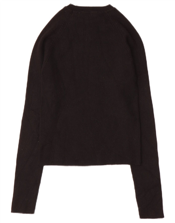 Crop Top pentru femei Zara cu mânecă lungă UK 12 Medium Black Viscose