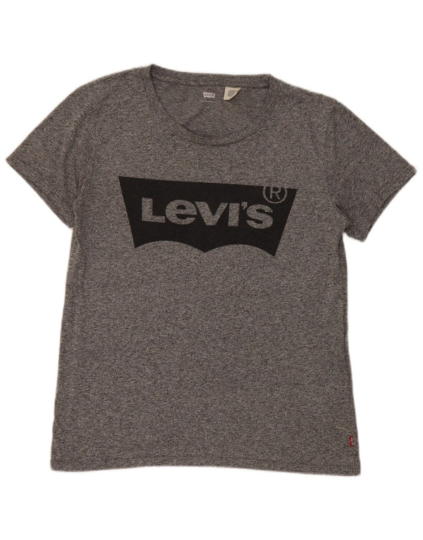 Tricou cu grafică Levi's pentru femei Top UK 10 Small Grey Flecked Poliester