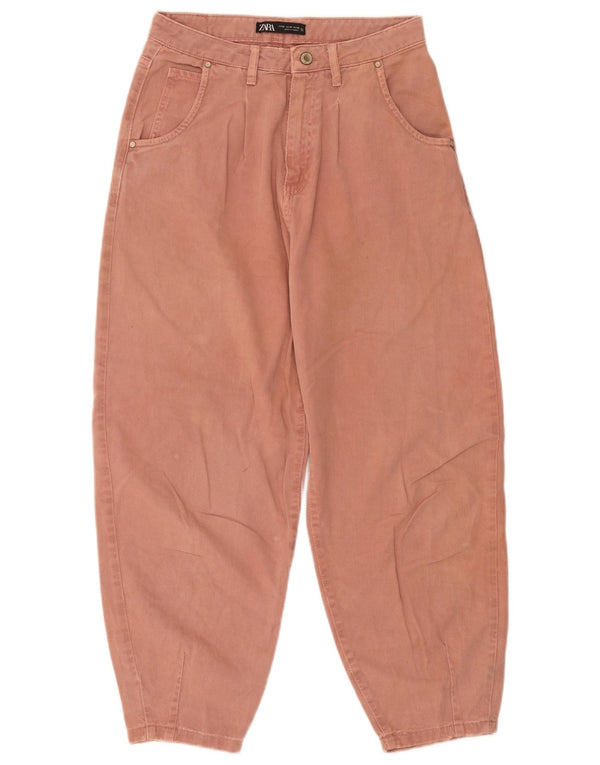 Pantaloni tăiați pentru femei Zara, cu tăiere lejeră, EU 36 XS L26 L25 Bumbac portocaliu
