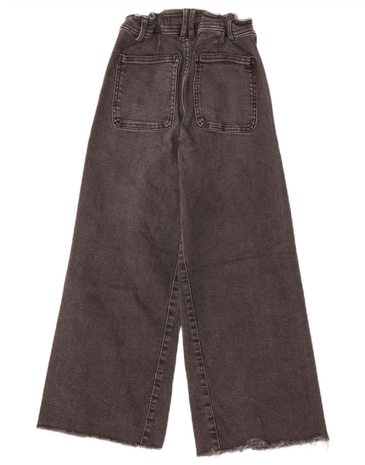 Blugi fete cu talie înaltă cu picioare late ZARA 7-8 ani W22 L21 bumbac negru